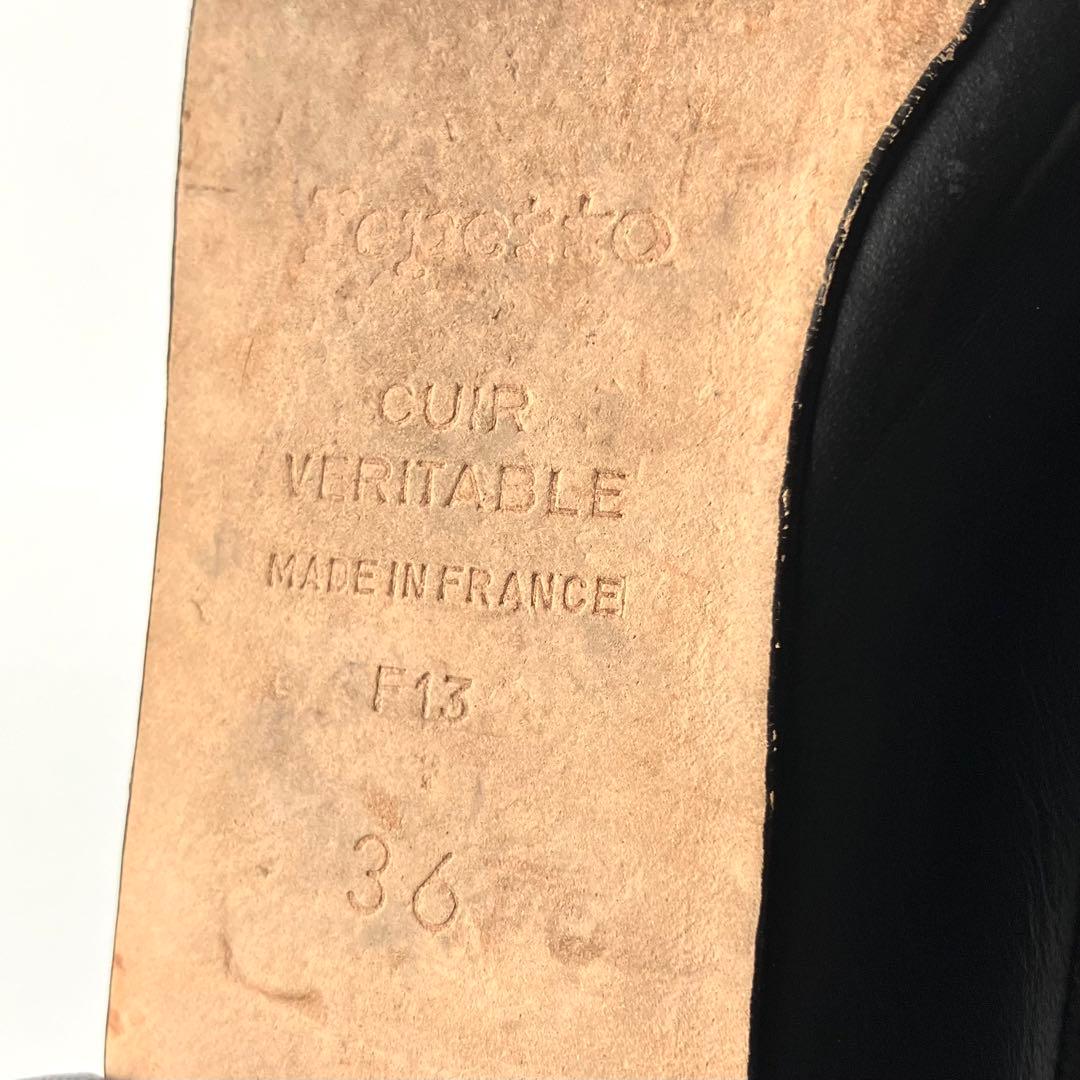 【美品】repetto カミーユ　リボン　バレエシューズ　太ヒール　黒　36