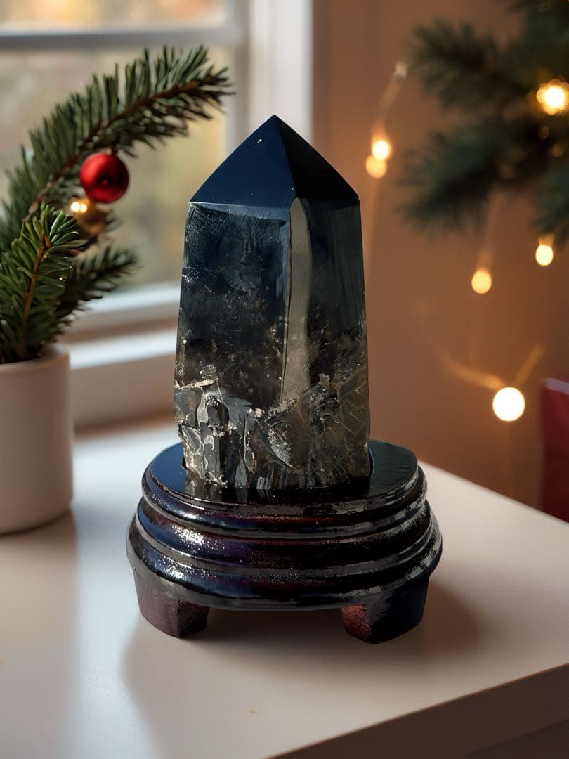 ⭐️モリオンポイント♡BIGサイズ　木の専用台座セット　魔除け　邪鬼　浄化　⭐️