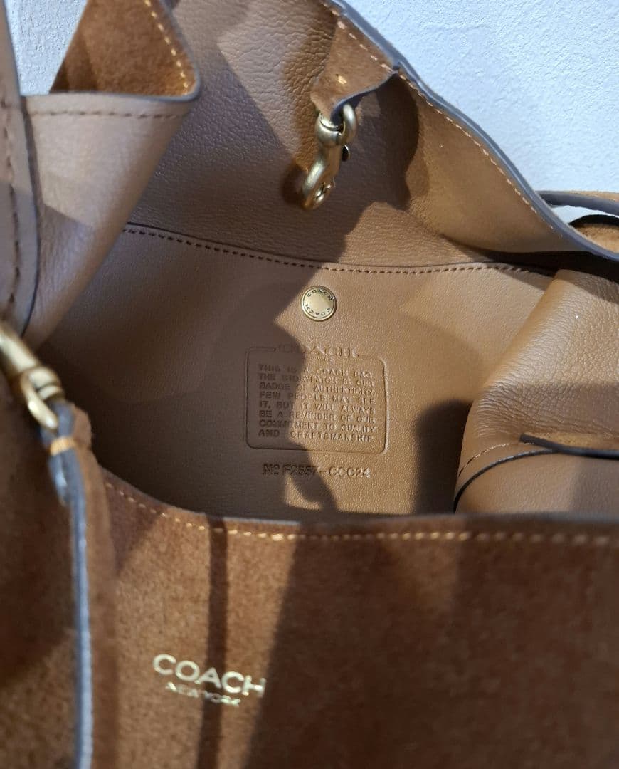 ち*ー様 【美品】COACH ブリーカー バケット バッグ ブラウン 本革 スエ