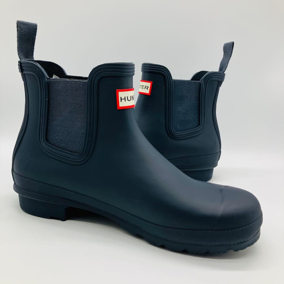 HUNTER サイドゴア チェルシー レイン ブーツ 紺 ネイビー UK6 25