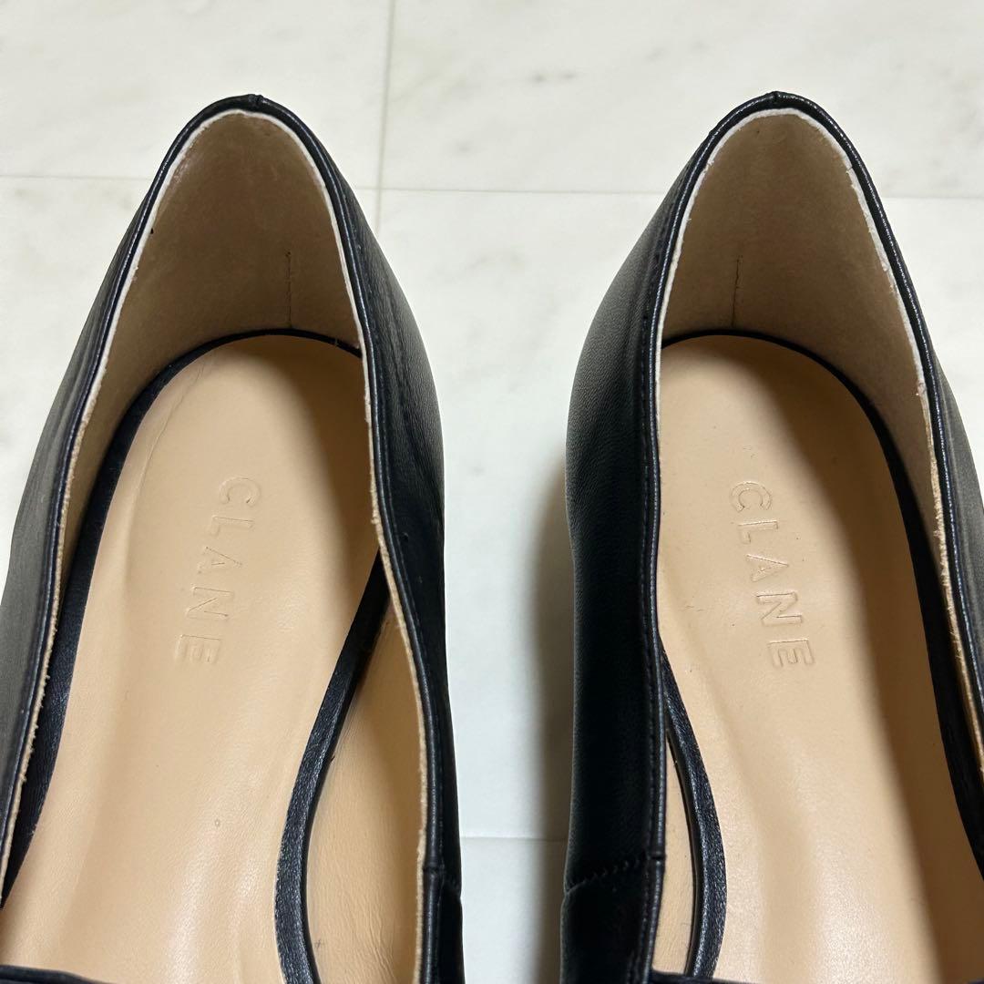 美品✨CLANE フラットシューズ オブリークトゥ ブラック 37