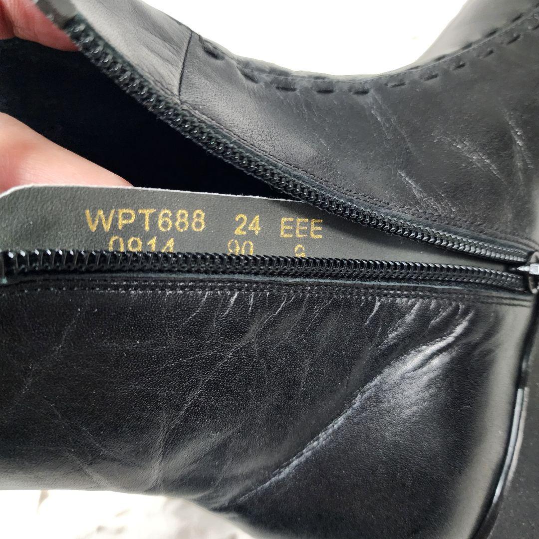 未使用 ペダラ スクエアトゥ サイドジップ レザー ブーツ