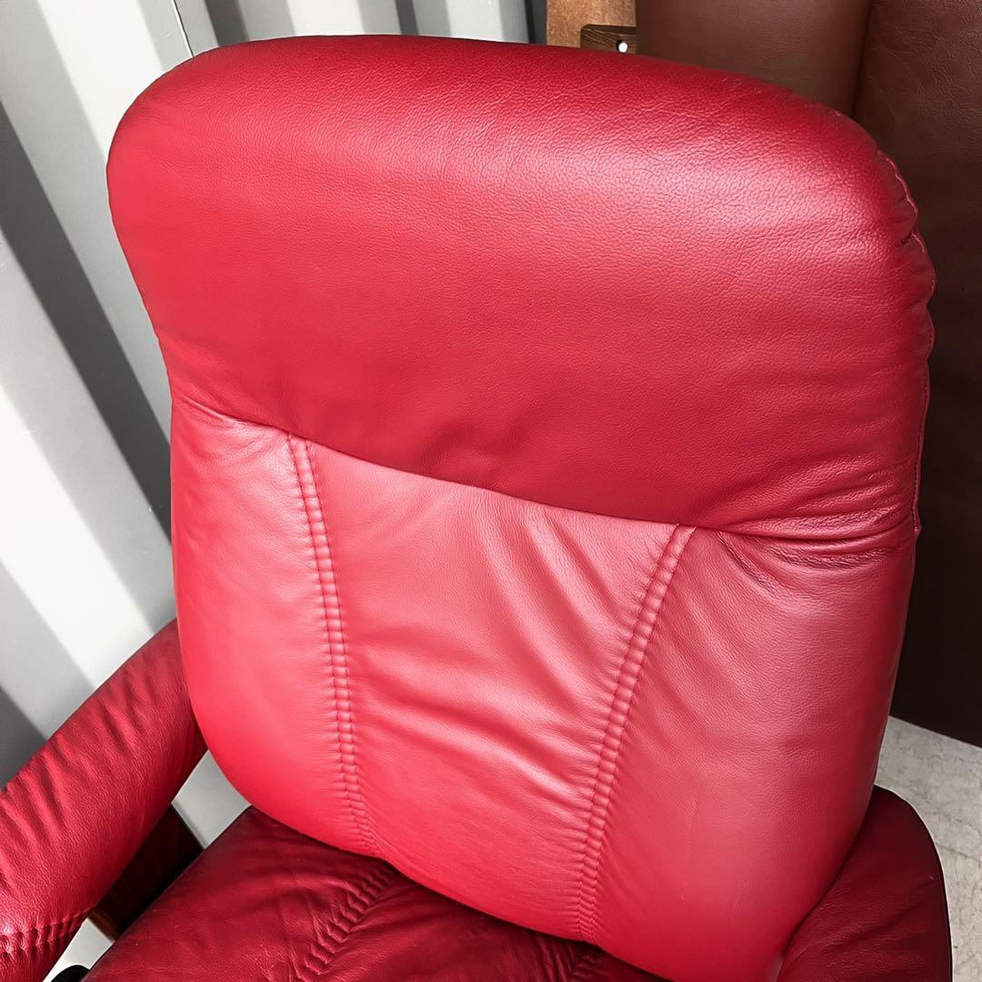 取付無料！エコーネス ストレスレス コンサル M 本革レッドリクライニングソファ