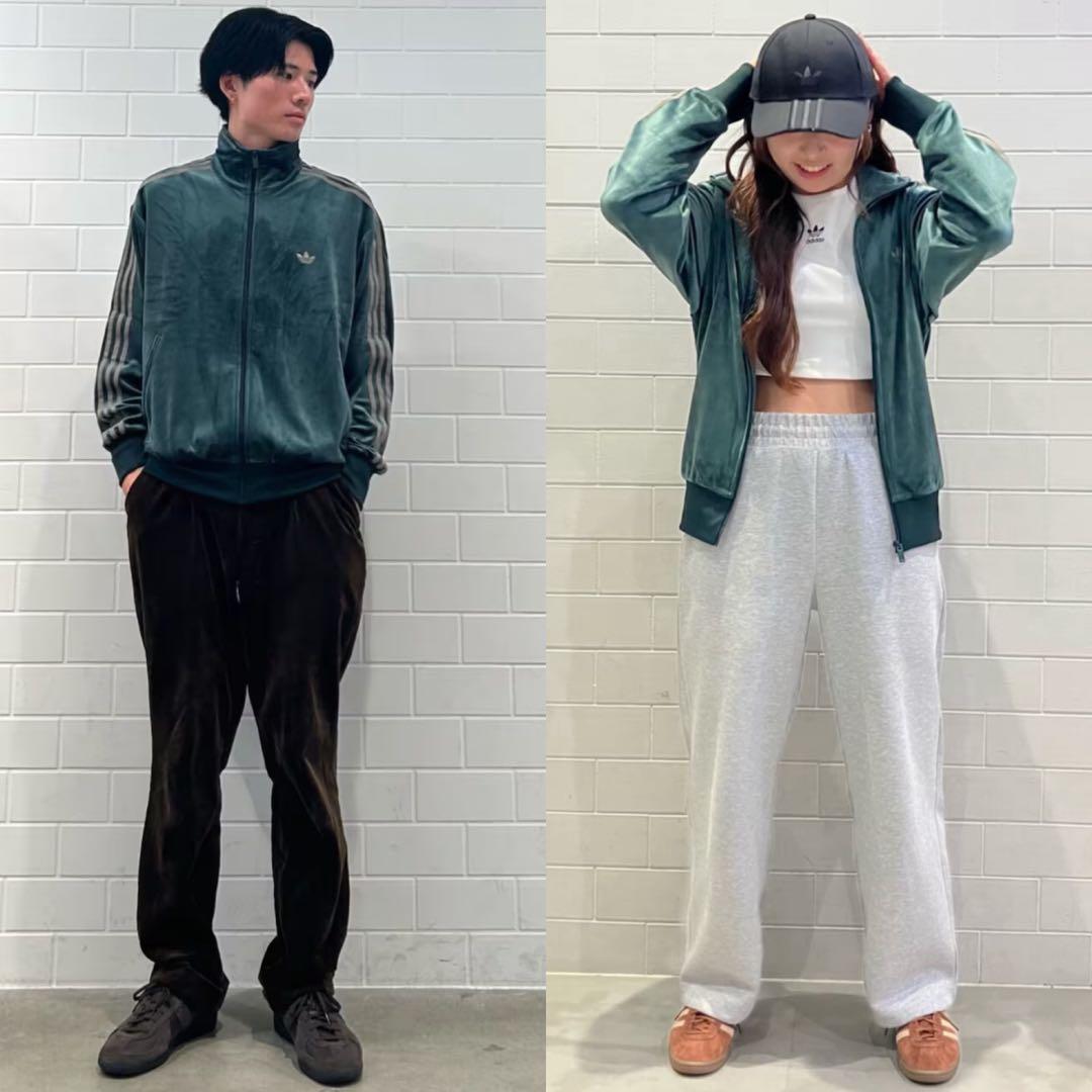 新品L⭐️adidas ファイヤーバード ベロア トラックトップ グリーン