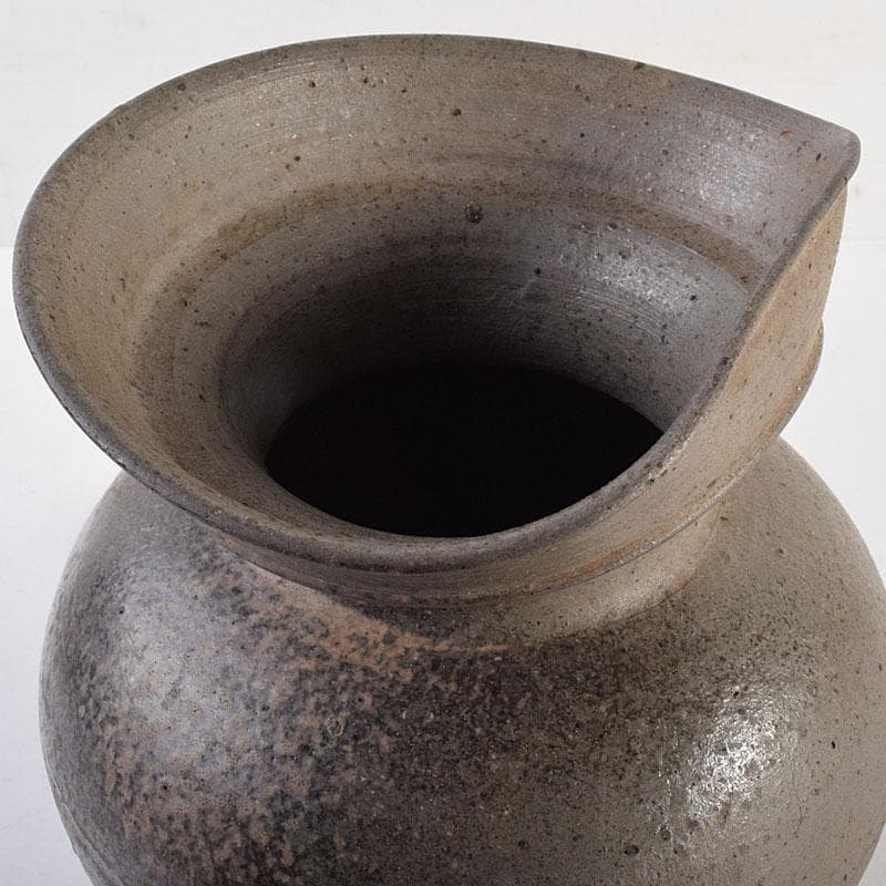 珠洲焼　有孔広口小壷　台座付　合わせ箱　C　R8830H