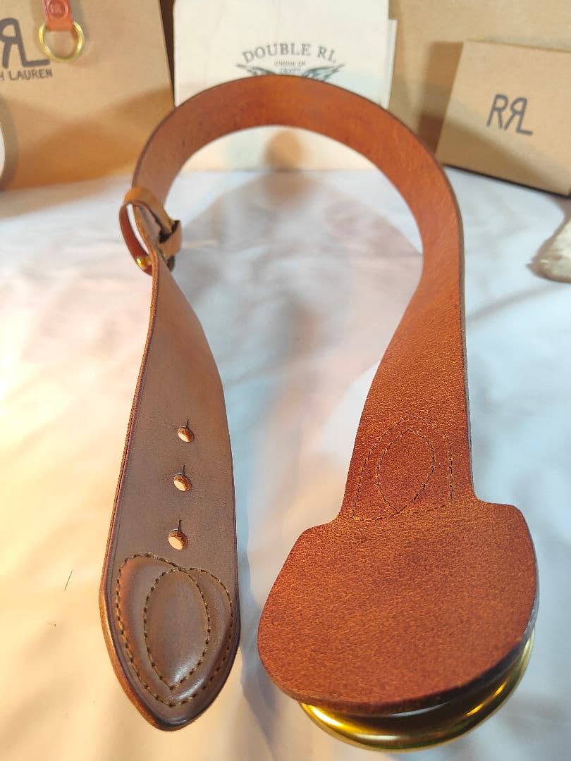 【極美品】ラルフローレン　正規品　高級ゴールドリングベルト　厚本革ドレスベルト