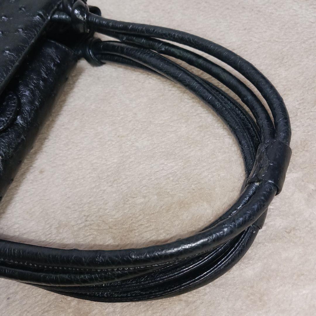 【極美品】JRA認定 OSTRICH ハンドバッグ ブラック 日本製