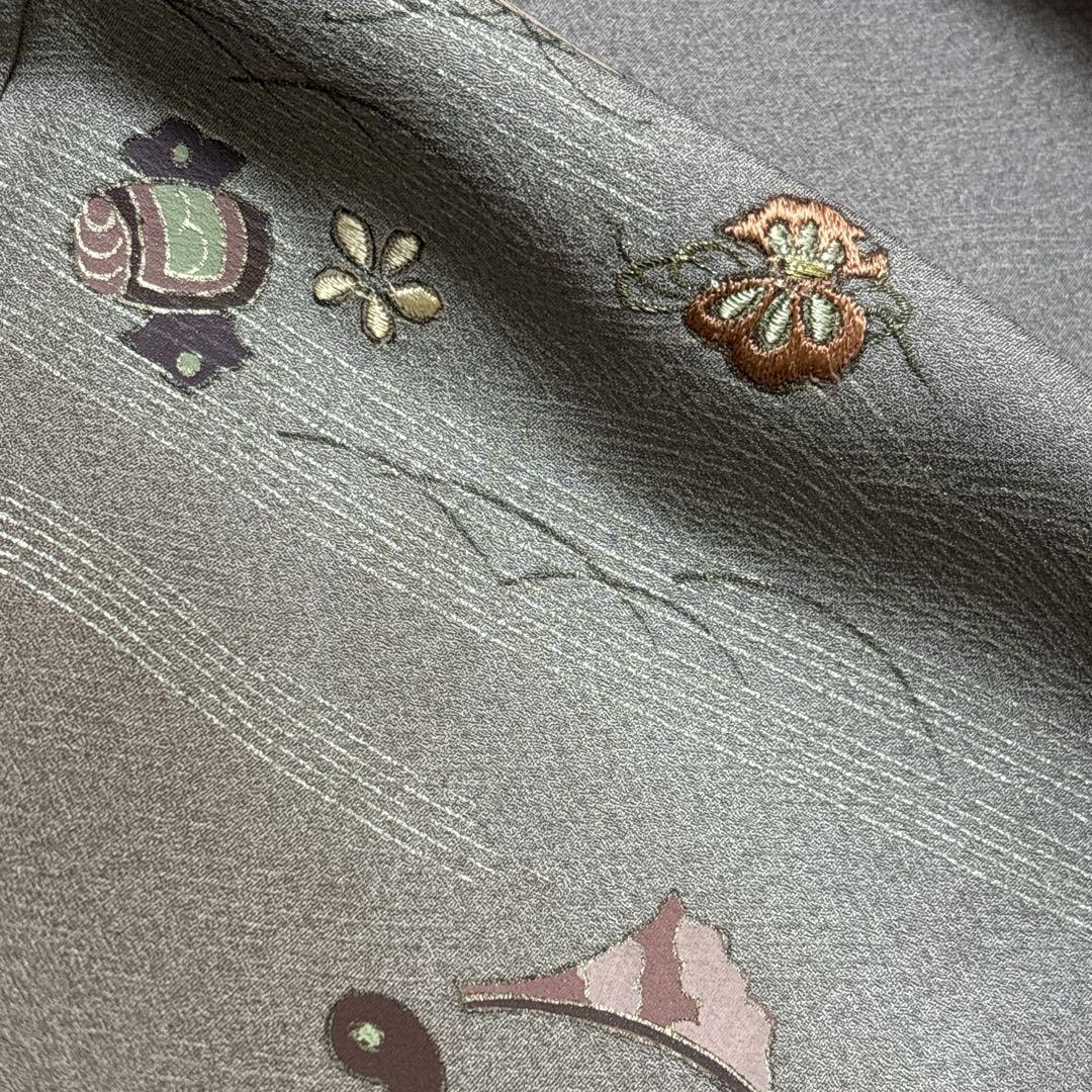 A167愛華 着物 訪問着　袷　刺繍　茶色　暈し　正絹　美品フォーマル