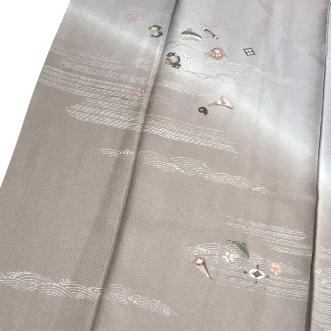 A167愛華 着物 訪問着　袷　刺繍　茶色　暈し　正絹　美品フォーマル