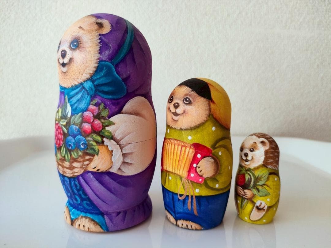 【KV015】11cm級 マトリョーシカ カバノヴァ　くまの親子