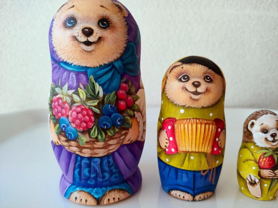 【KV015】11cm級 マトリョーシカ カバノヴァ　くまの親子