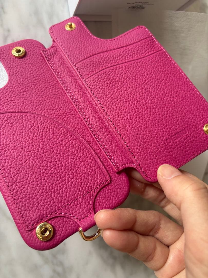 DEMIU レザー フリップケース ピンク