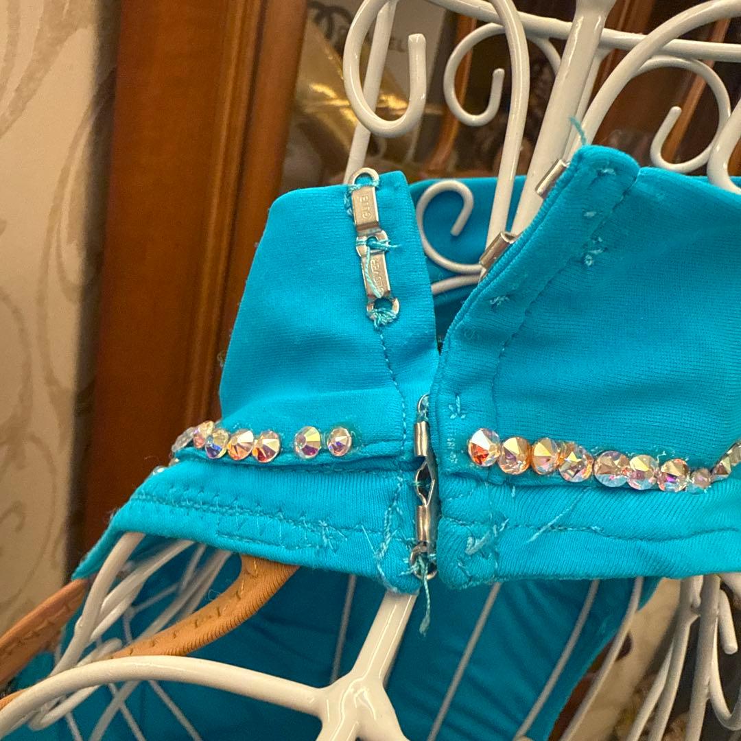 社交ダンス　ブルー　ラテン　ドレス　MＬ