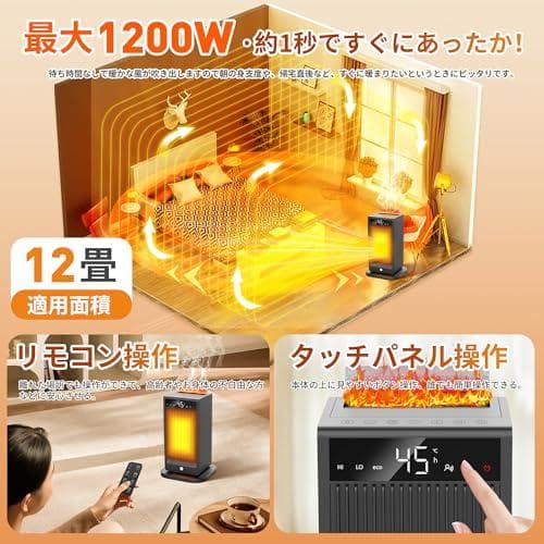 【2025全新登場 1200W大風量 超音波加湿機能セラミックヒーター】セラミ*