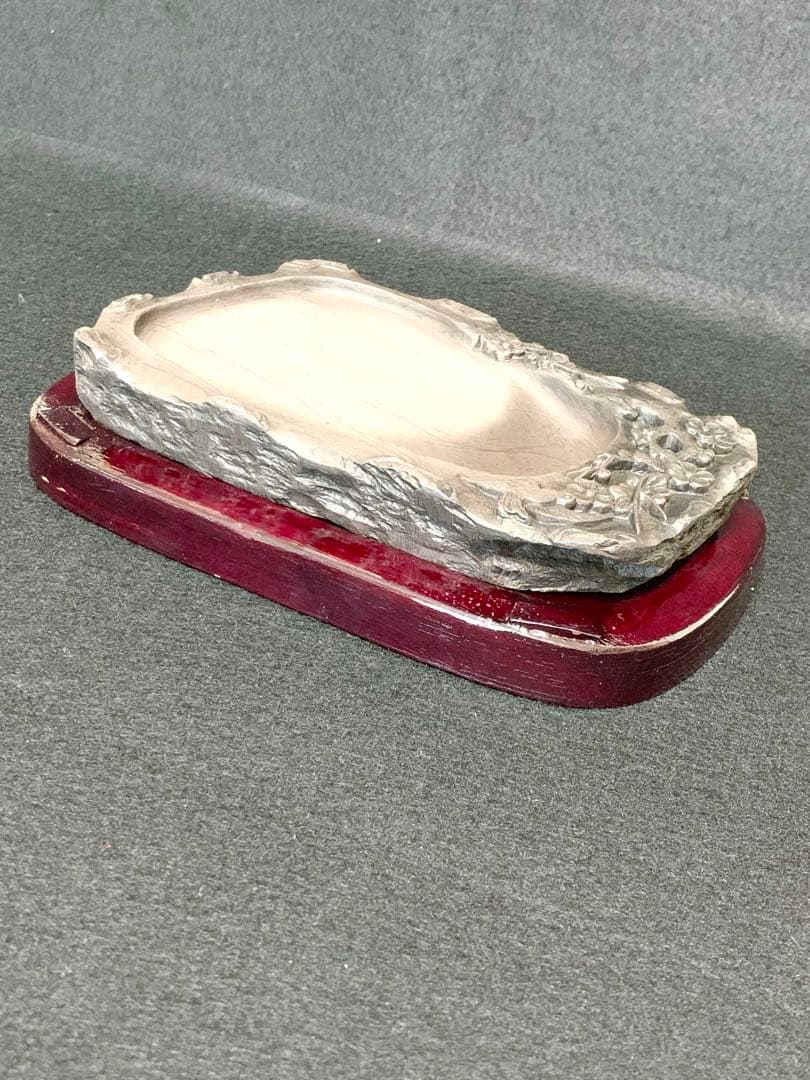 中国端渓硯　天然高級硯石　中国硯　木箱入り　石波模様　アンティーク希少名品