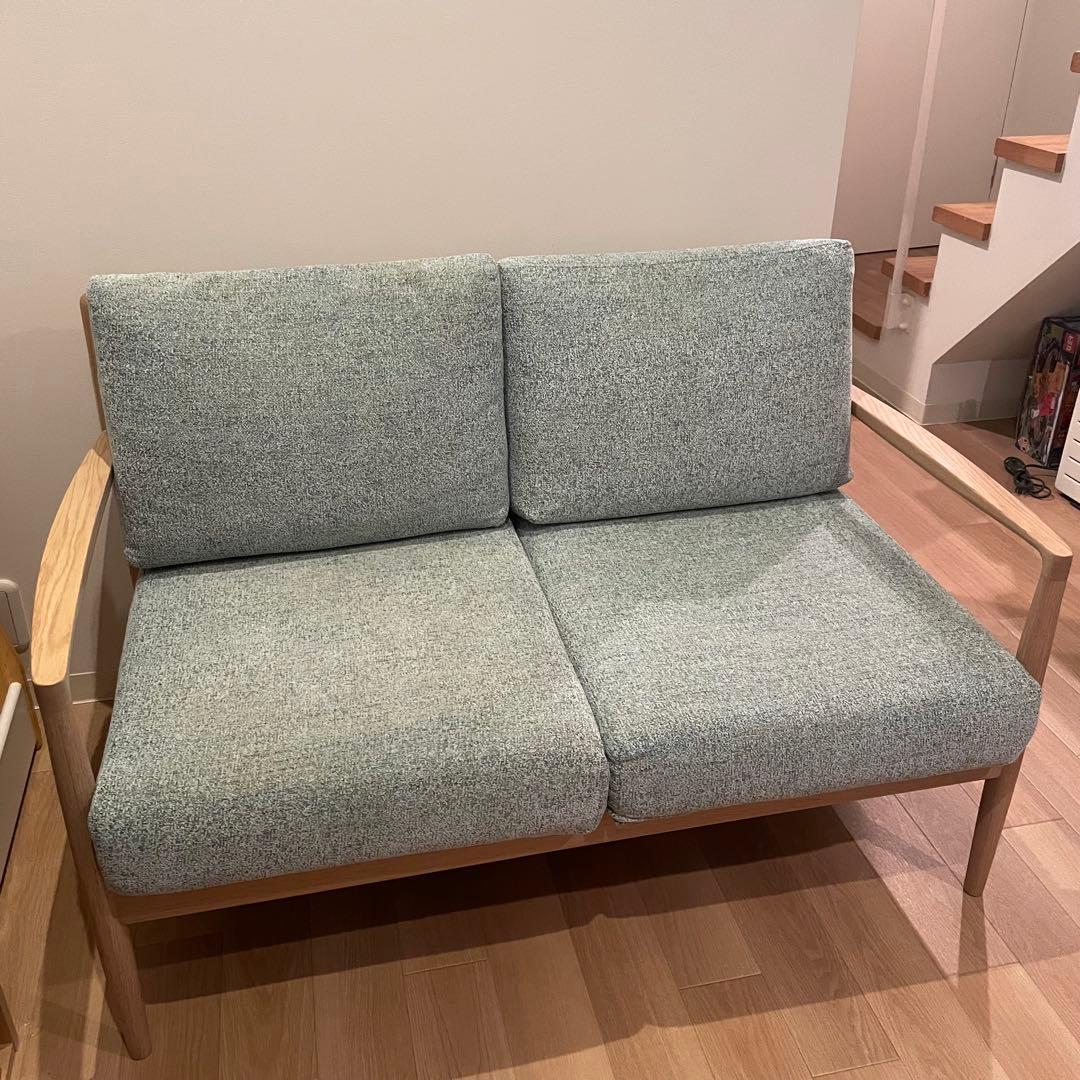 HIDAKAGU 飛騨家具　2人掛けソファ　019-2P ホワイトオーク×ミント