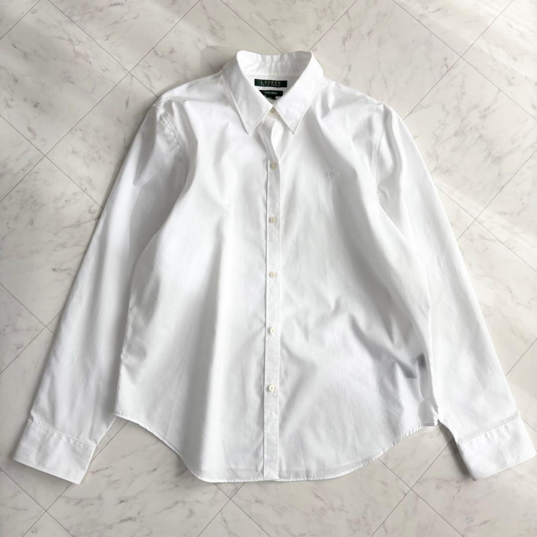 【ローレンラルフローレン】長袖シャツ　コットン　刺繍　大きいサイズ　白　XL