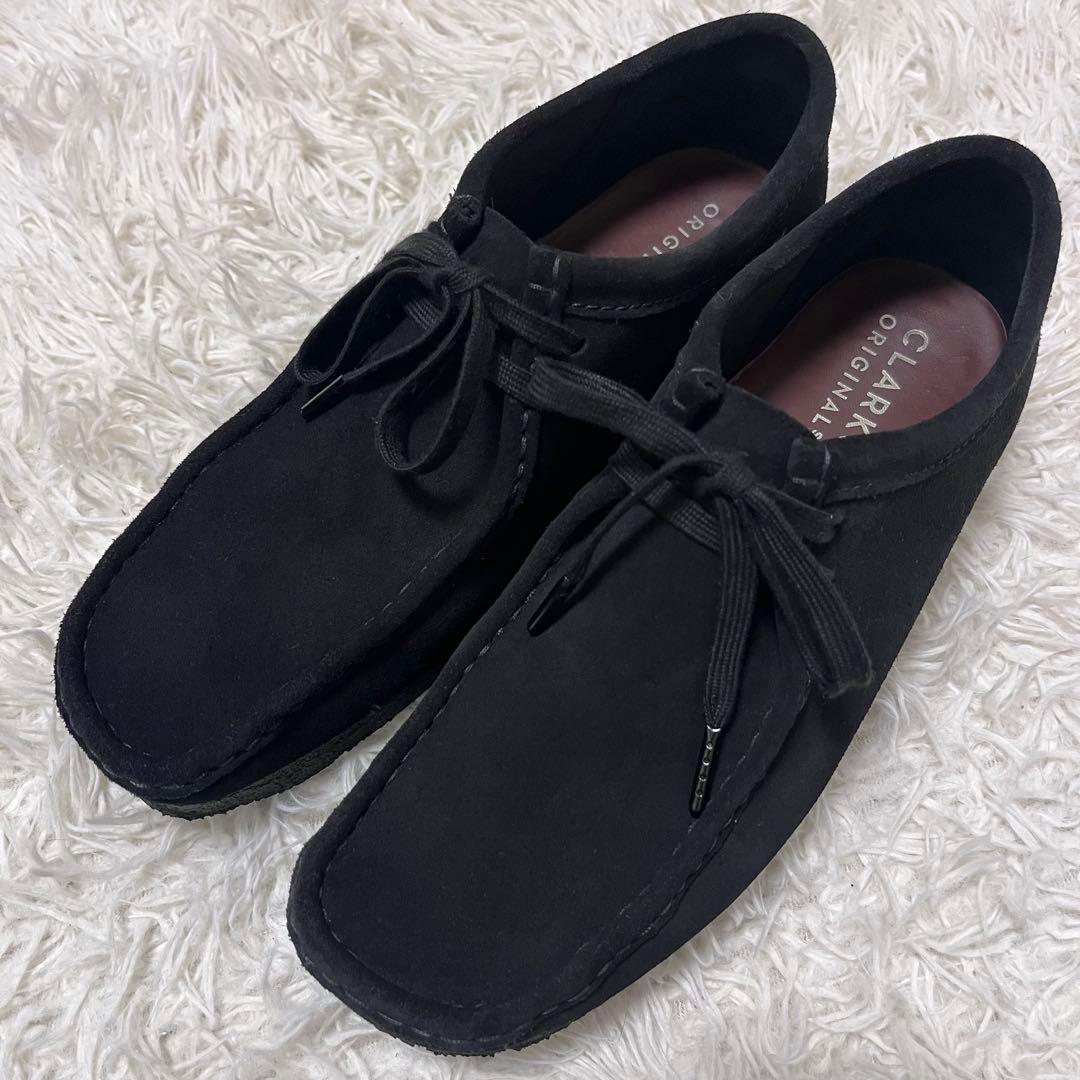 美品 クラークス US9 ワラビー モカシンシューズ スエード ブラック