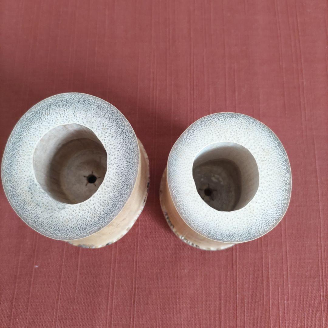 茶道具高野宗陵造　竹蓋置一双炉用風炉用　共布　共箱　大徳寺藤井誡堂書付　名:誡堂