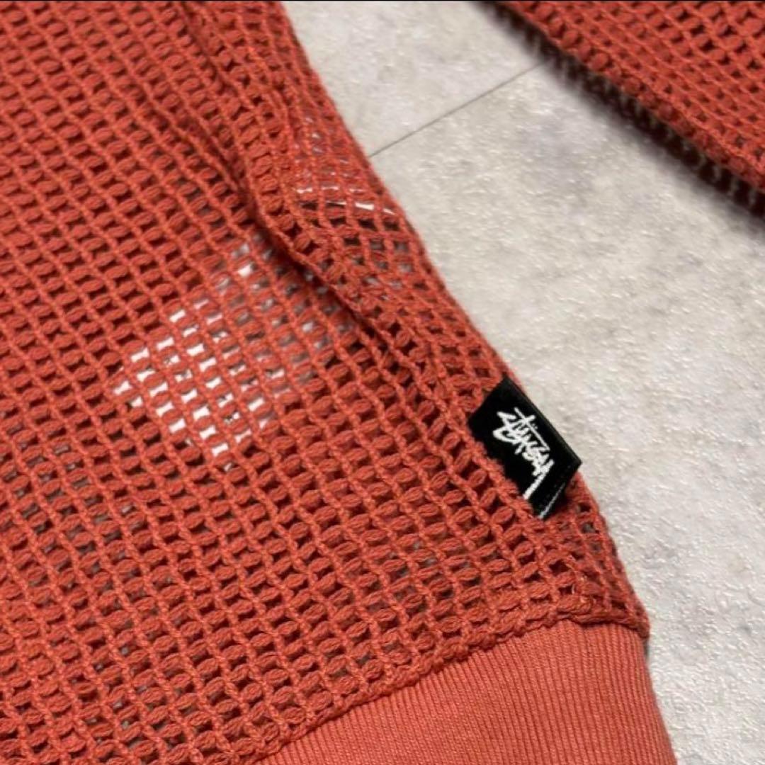 茶 stussy 22SS Cotton Mesh LS Crew Top