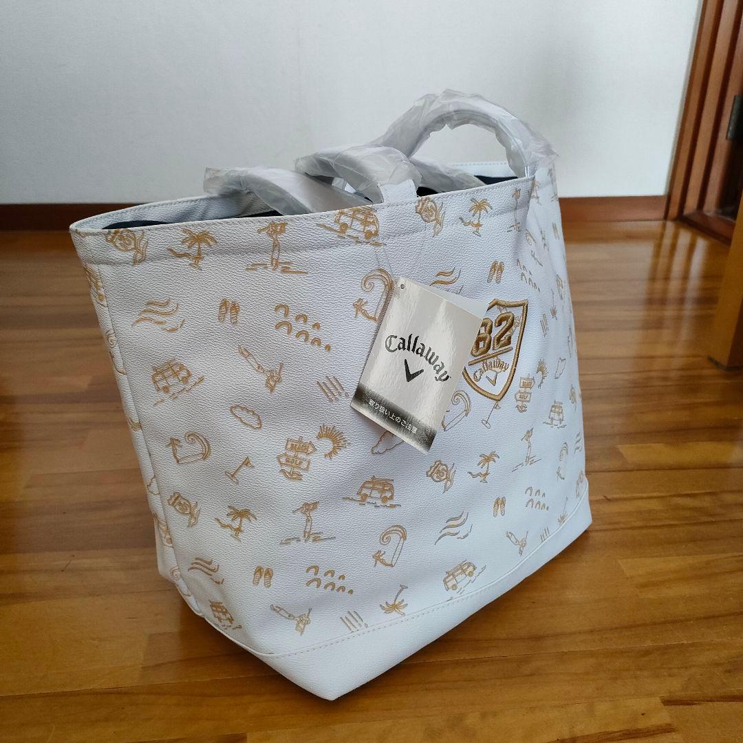 ★未使用品★Callawayゴルフトートバックビーチモチーフ 合成皮革 ホワイト