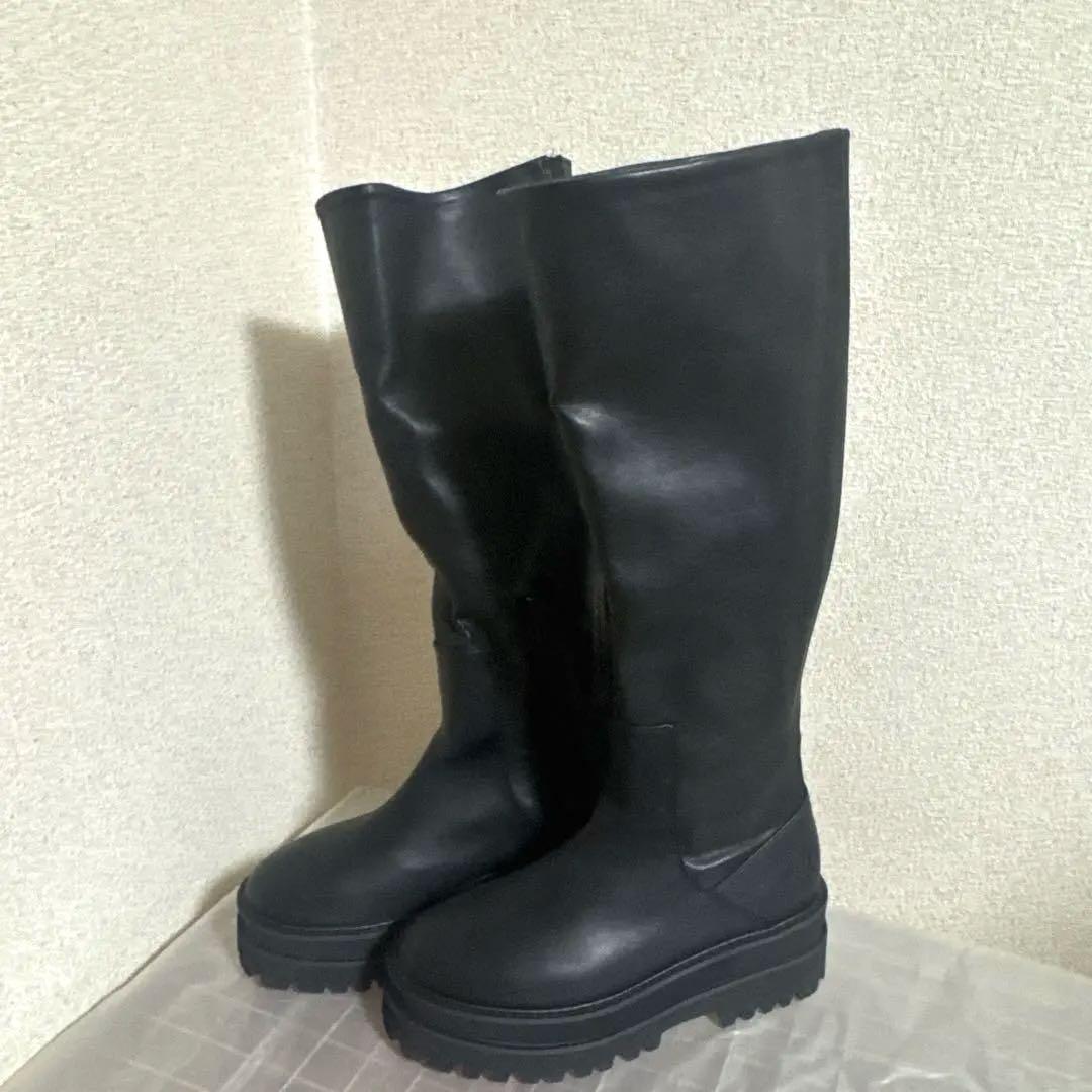 新品JEANASIS ビガーロングブーツL BLACK ジーナシス 厚底ブーツ