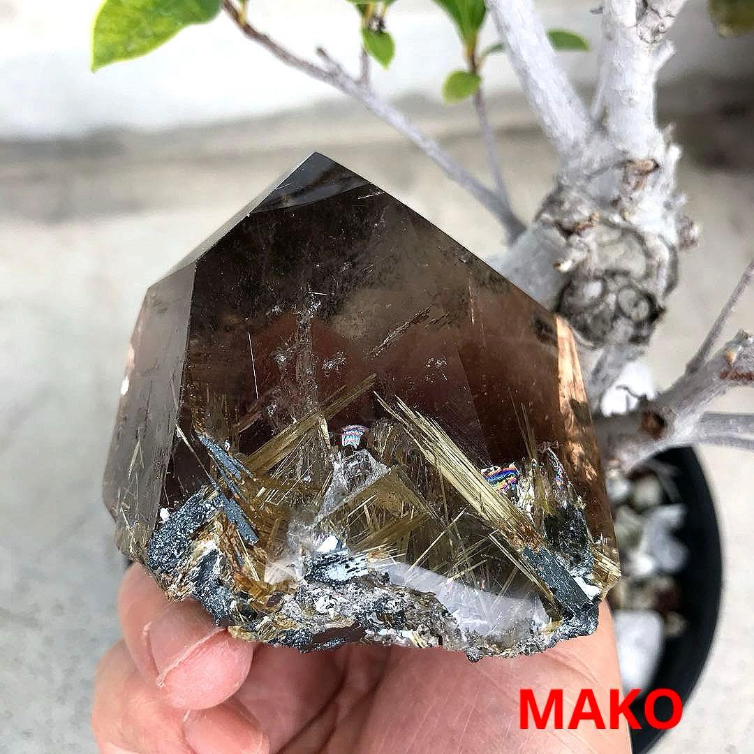 M1601☆ルチルクォーツ原石409g☆太陽放射タイチンルチル☆天然石　原石