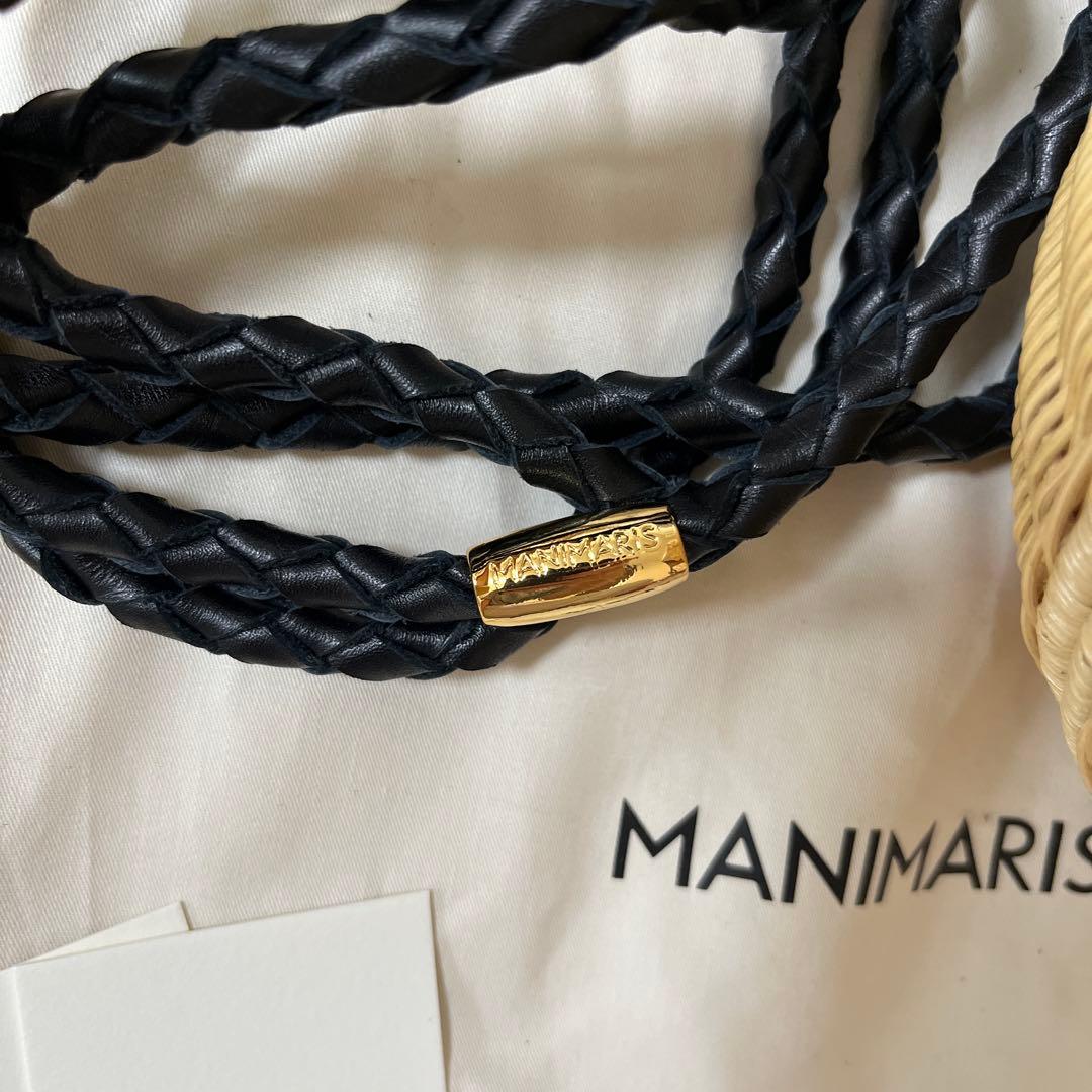 マニマリス フルムーンバスケット ナチュラル レザーハンドル ブラック