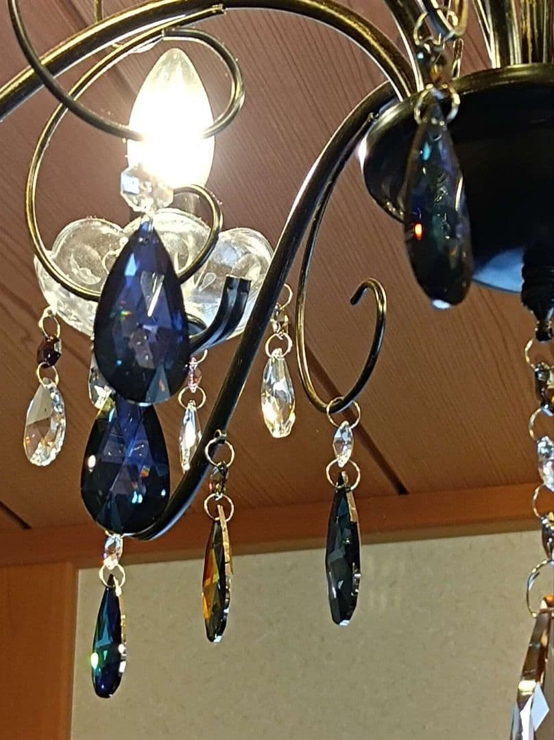 マットブラックで和室にも★豪華★スワロフスキー＆プレシオサ★カスタムシャンデリア