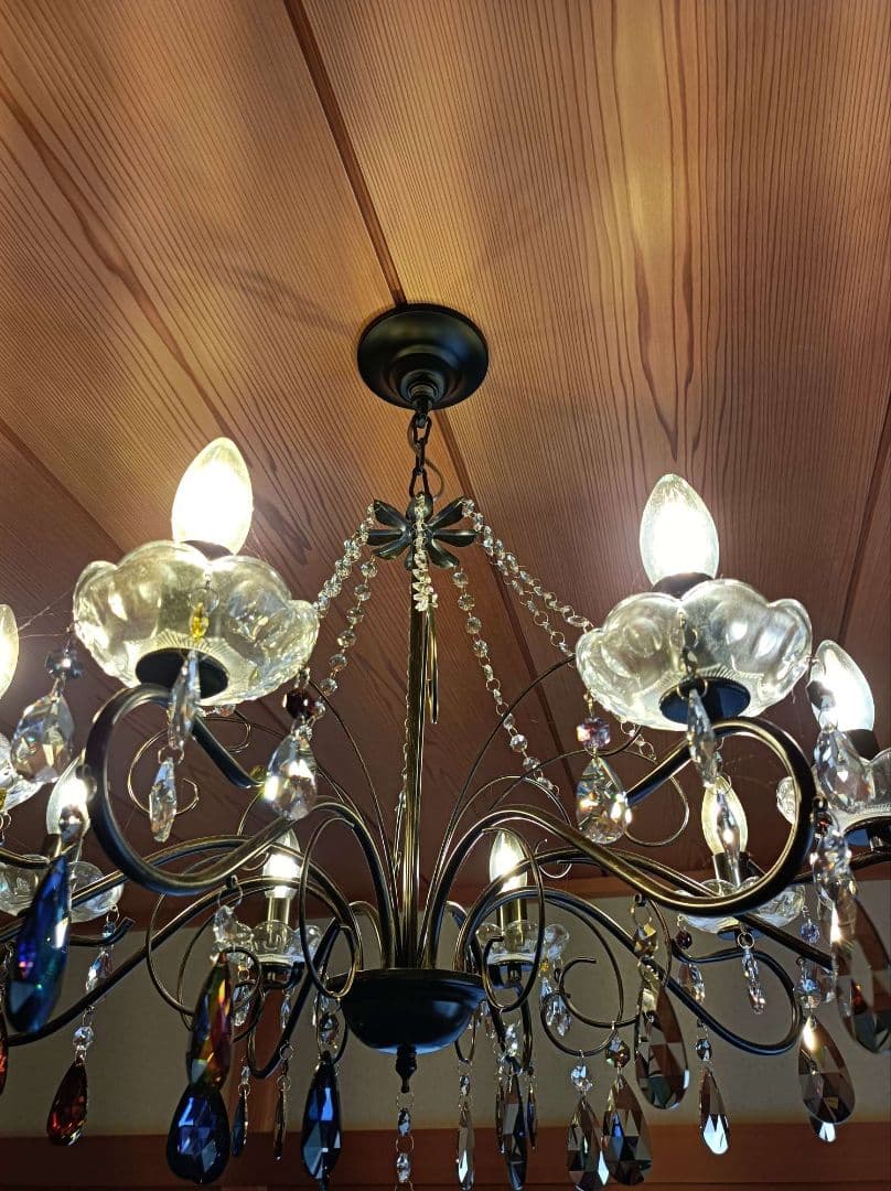 マットブラックで和室にも★豪華★スワロフスキー＆プレシオサ★カスタムシャンデリア