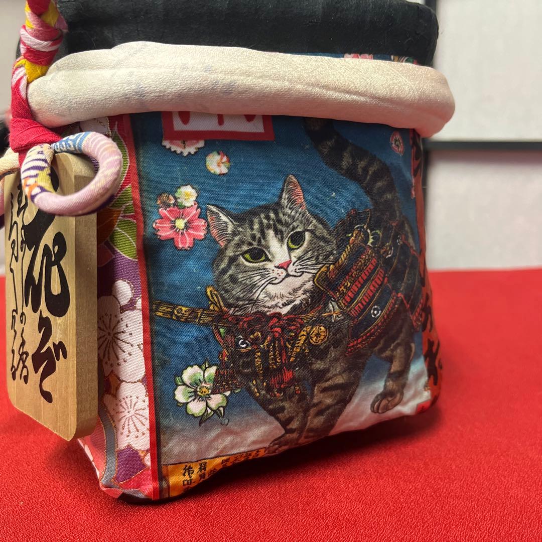 和猫 一閑張り バッグ かごバッグ ハンドバッグ 花 浮世絵 和柄 小さめ