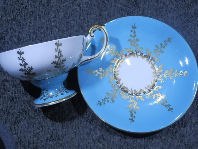 エインズレイ　アンテーク　ターコイズ　金枝葉　2段底 　置き場管理 001