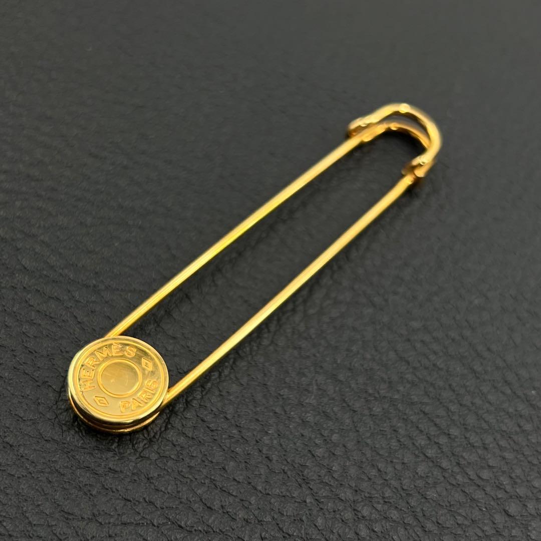 箱付 HERMES エルメス セリエ 安全ピン ピンブローチ ゴールド