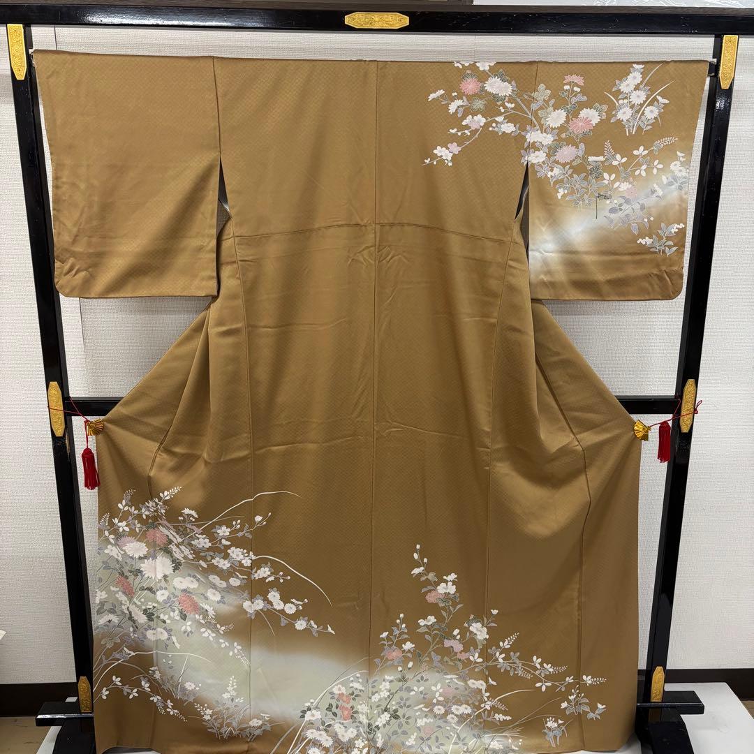 付下げ 美しい友禅 七宝地紋 紋なし 正絹AK-6226