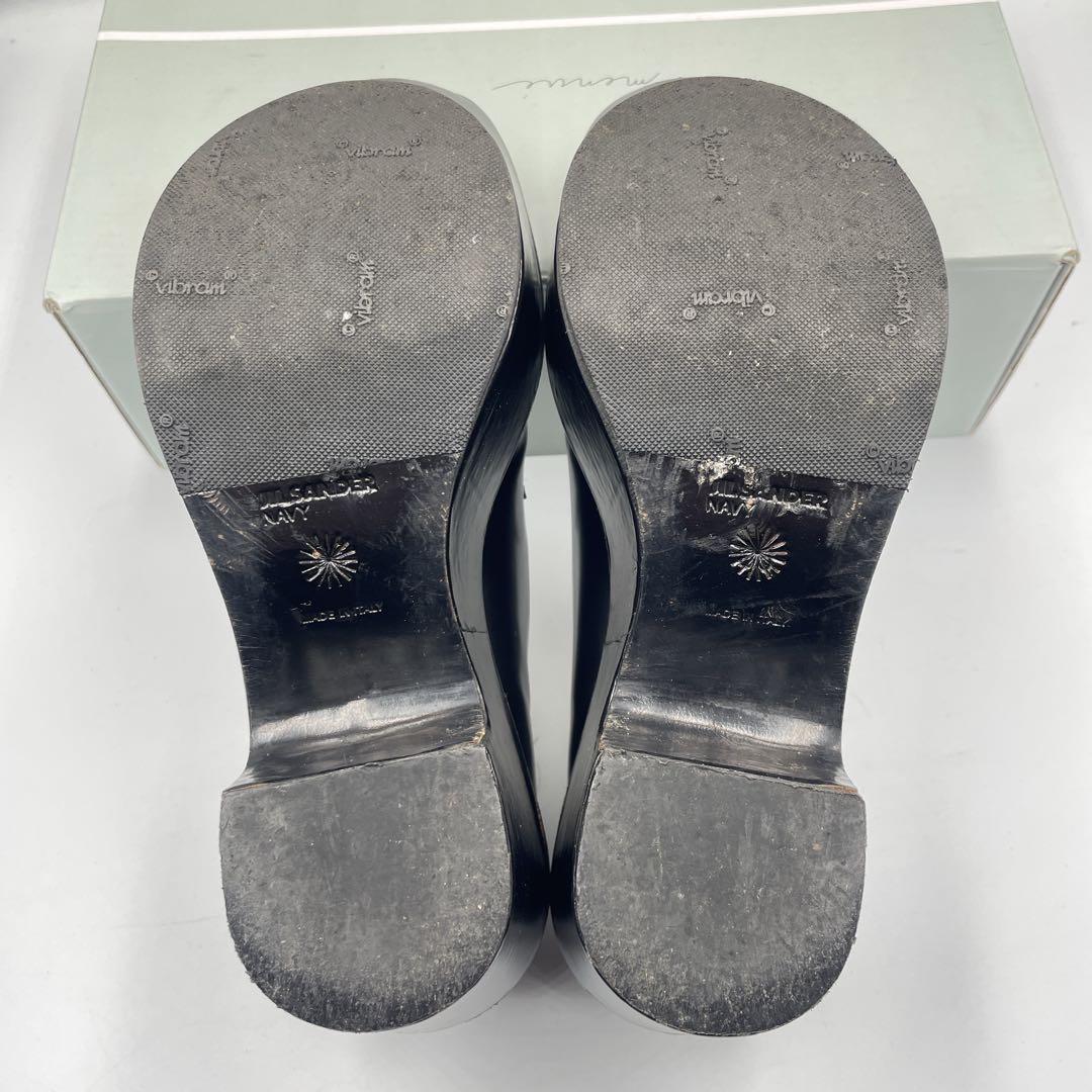 ジルサンダー　ネイビー　超厚底　ローファー　レザー　黒　23cm