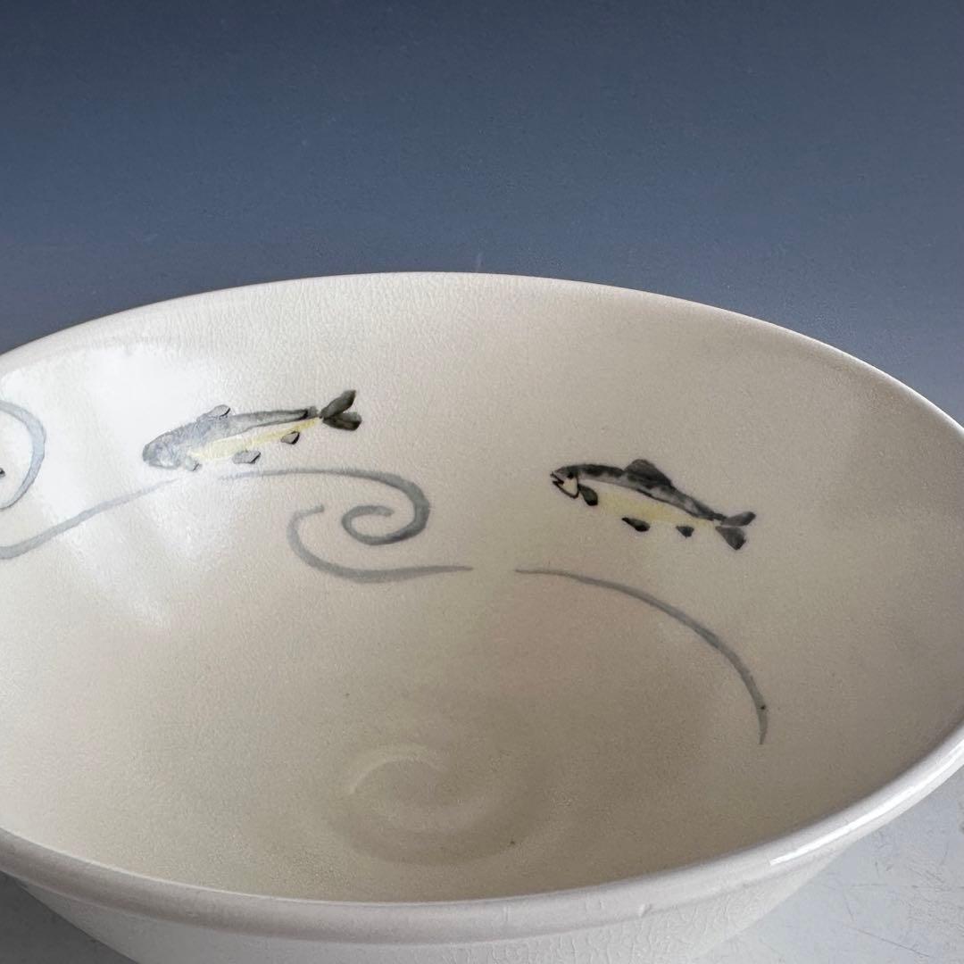 茶道具　薩摩　鮎絵　平茶碗　橋本陶正山　共箱　夏　稽古　茶会　あゆ