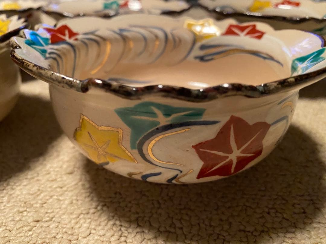 乾山写　清水焼竜田川向付5客　新品未使