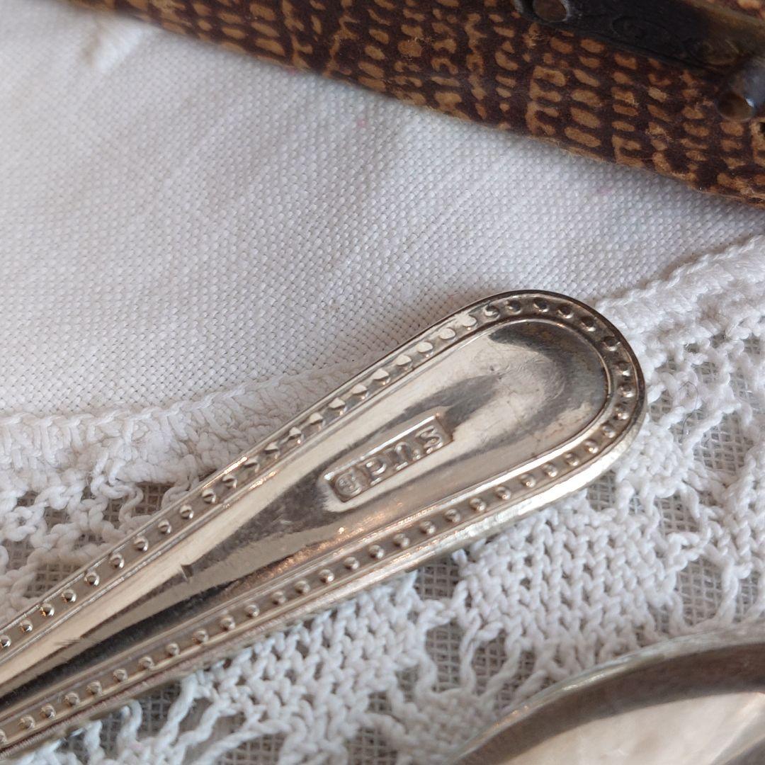 イギリス　アンティーク　シルバースプーン　シュガートング　セット　箱付き