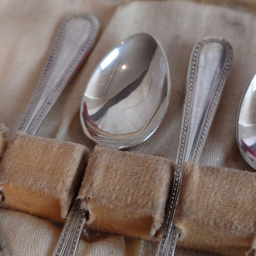 イギリス　アンティーク　シルバースプーン　シュガートング　セット　箱付き