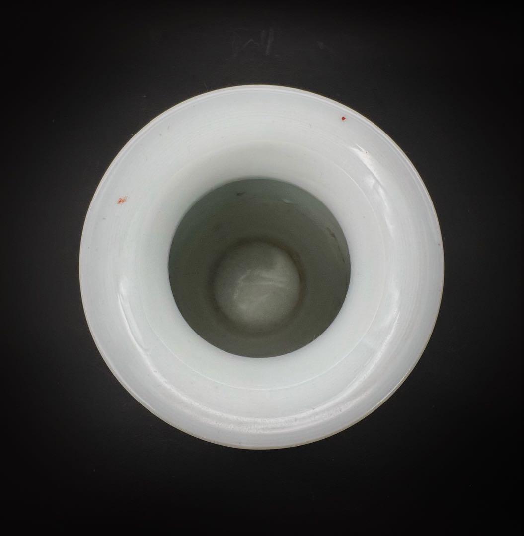 中國美術 景德鎮製 花鳥詩文紋樣花瓶 花器　花入 珍禽栩栩枝间舞