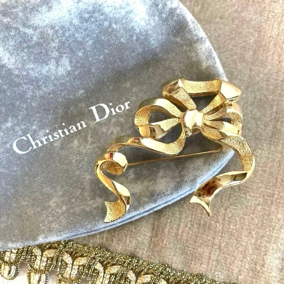 Christian Dior ゴールドリボンブローチ　希少なヴィンテージ