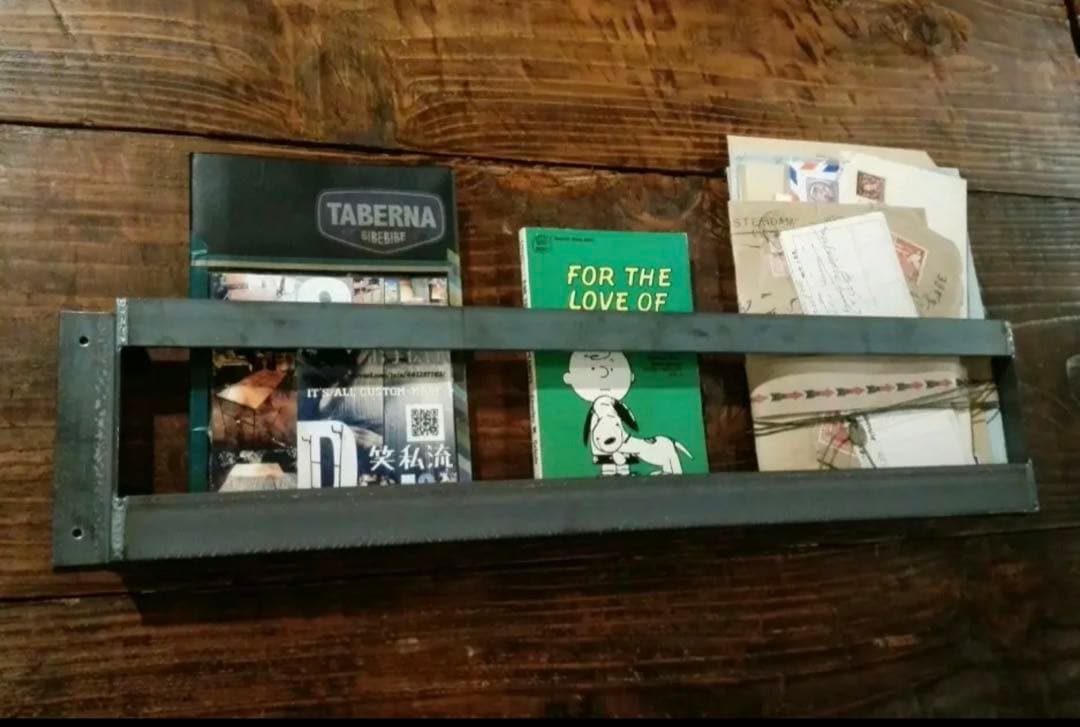 4つセット壁掛けブックラック　ウォールシェルフ　アイアン家具　ハンドメイド