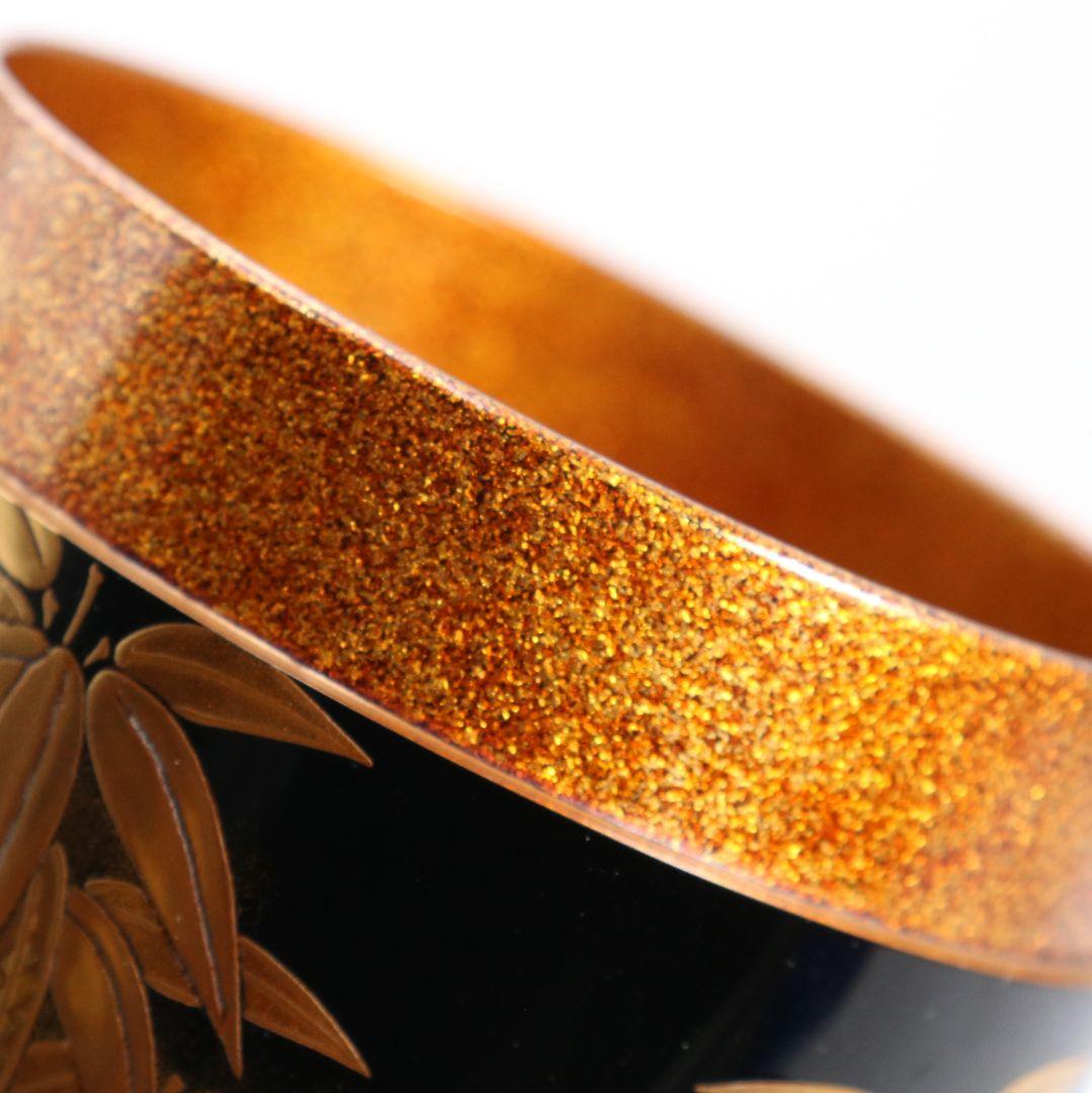 下出光斎作 呉竹蒔絵 大棗 金蒔絵 内金梨子地 茶道具 共箱共布　SN949N7