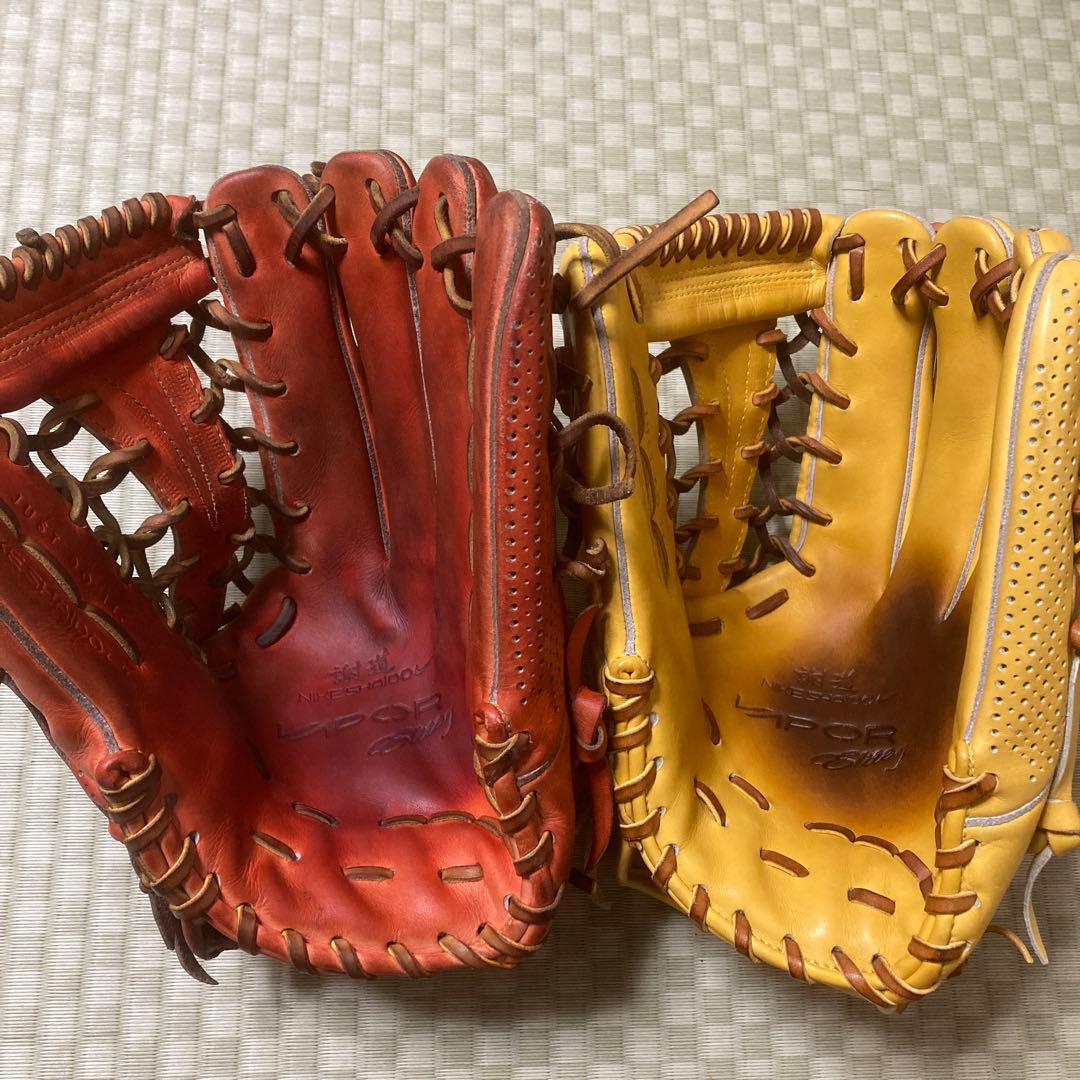 外野手用グローブ　硬式　ナイキ謝道　セット