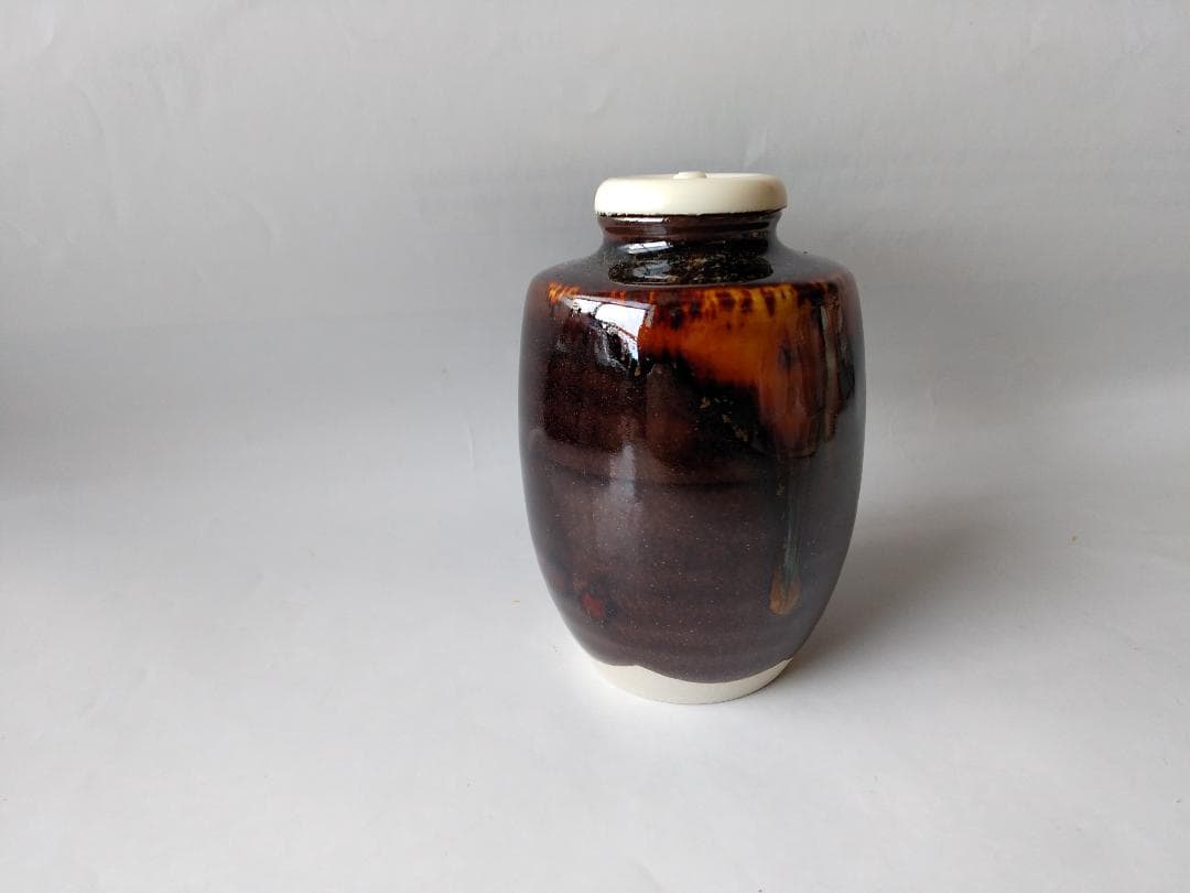 桶谷定一 作 洛東定一 肩衝茶入 仕覆 伊予簾金入緞子 茶道具 共箱 茶入 新品