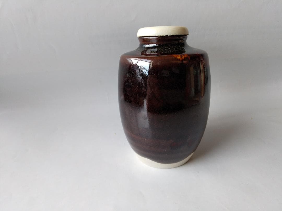 桶谷定一 作 洛東定一 肩衝茶入 仕覆 伊予簾金入緞子 茶道具 共箱 茶入 新品