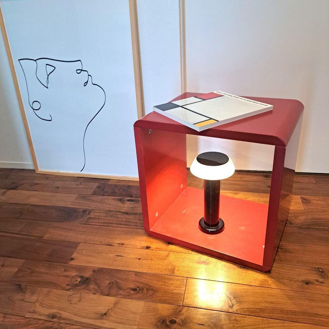 ミッドセンチュリー　スクエアボックス　　赤　モダン　木製