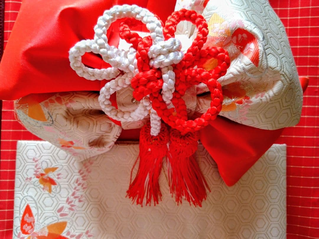 七五三オレンジの華やかな花柄着物 帯・帯締め・バック・草履・その他フルセット