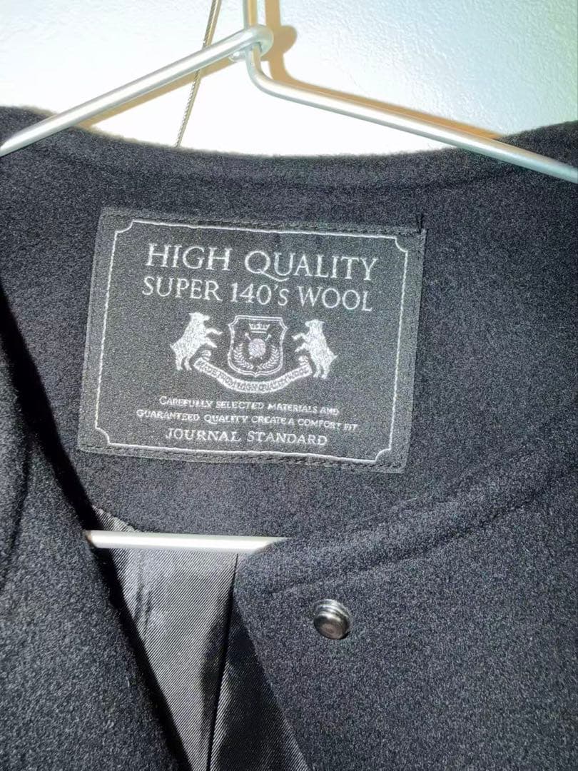 super140ビーバーノーカラーショートコート ブラック