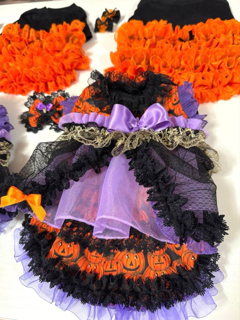 犬服ハンドメイド♡ミィモ♡ハロウィンワンピ♡ラグラン袖ハイネックワンピース